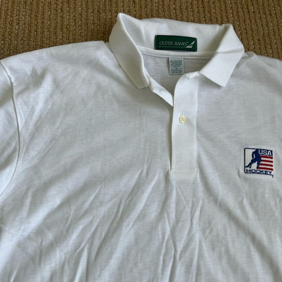 Outer Banks Vintage White USA Hockey Embroidered Men’s Polo NWOT Made in USA XL - Picture 7 of 12